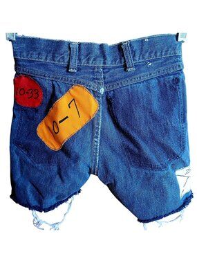 True Vintage Girls Hippie Shorts sz 10 25W Selvedge Denim Patchwork Distressed